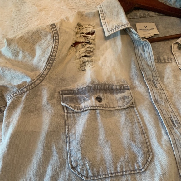 Oversized distressed American eagle jean jacket - Picture 2 of 6